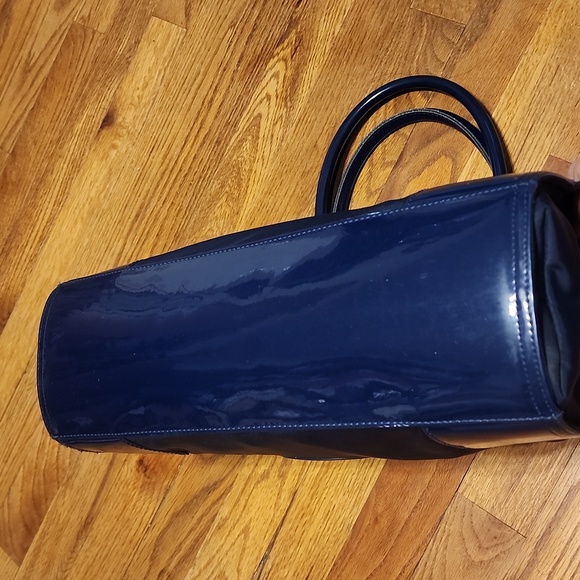 Tory Burch Ella patent nylon tote bag in navy - Picture 5 of 13